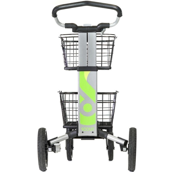 Scout Cart in Black or Silver - Folding Utility Cart with Baskets & Tray for Office or Home