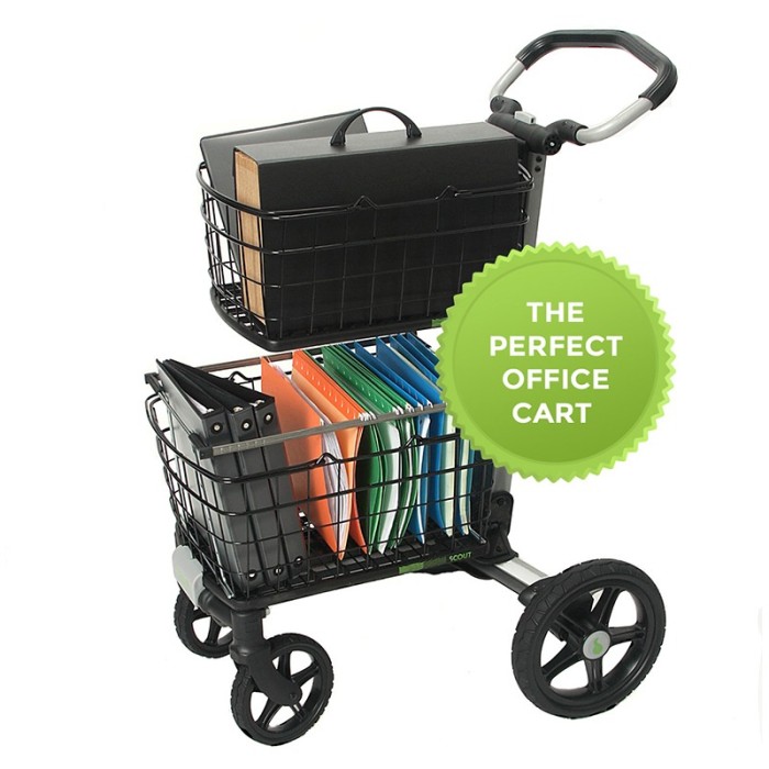 Scout Cart in Black or Silver - Folding Utility Cart with Baskets & Tray for Office or Home - Image 7